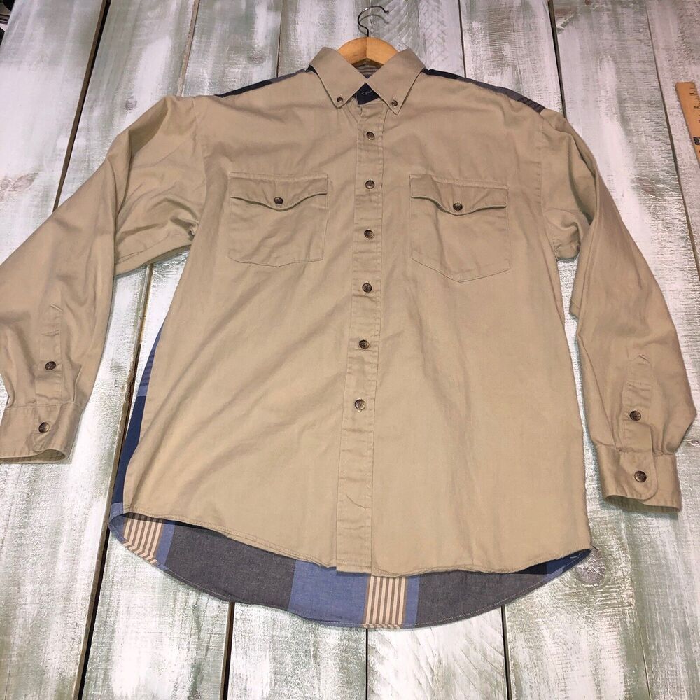 Vtg Panhandle Slim Multicolor Colorblock Brushpopper Striped Western Shirt Med